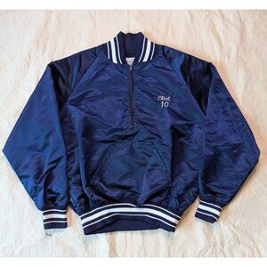 Harvard Clothing VTG 80s Navy Satin Basketball Chain Stitch Windbreaker / Size M